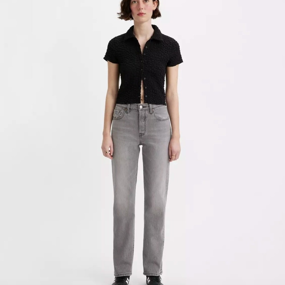 Levis 501 Original Fit Straight Leg Gray Jeans 16 Button Fly Denim Normcore Luxe